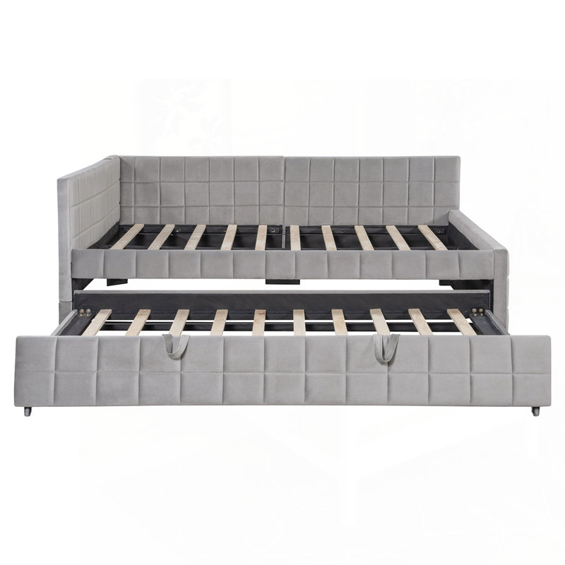 Lit de jour rembourré polyvalent avec des fonctionnalités avancées pour un confort ultime, Gris