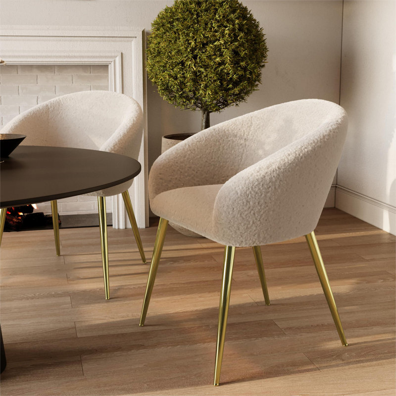 Avianah 18'' H Upholstered Armchair, Gold, White