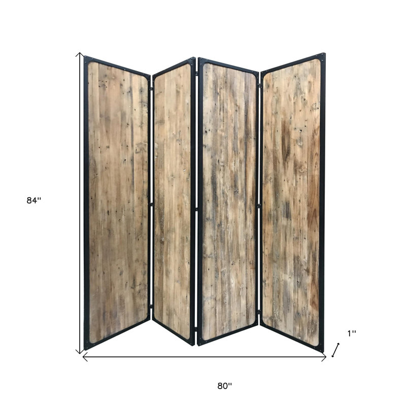 84 X 84 Tan Wood & Fabric  Screen