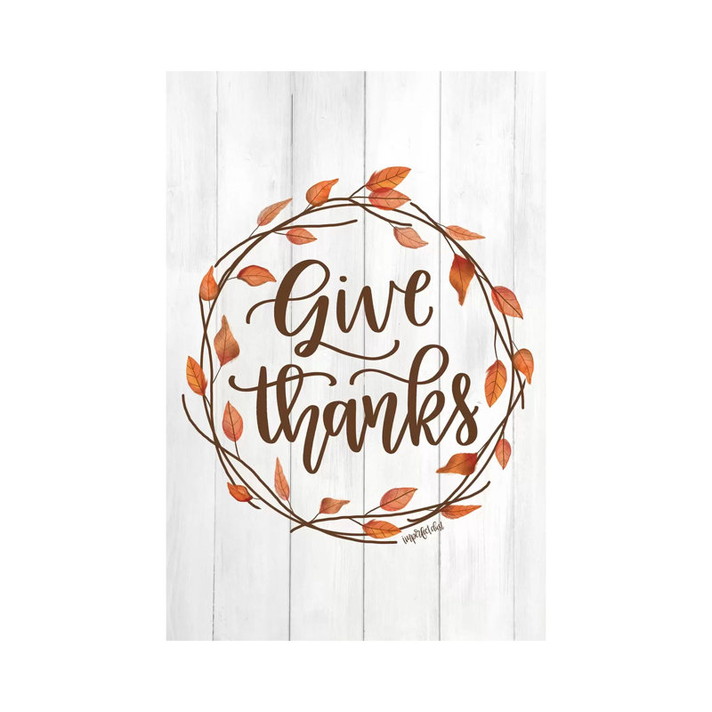 Give Thanks Wreath 1 Piece Wrapped Canvas Wall Art, 66.04 cm H x 45.72 cm W x 3.175 cm D