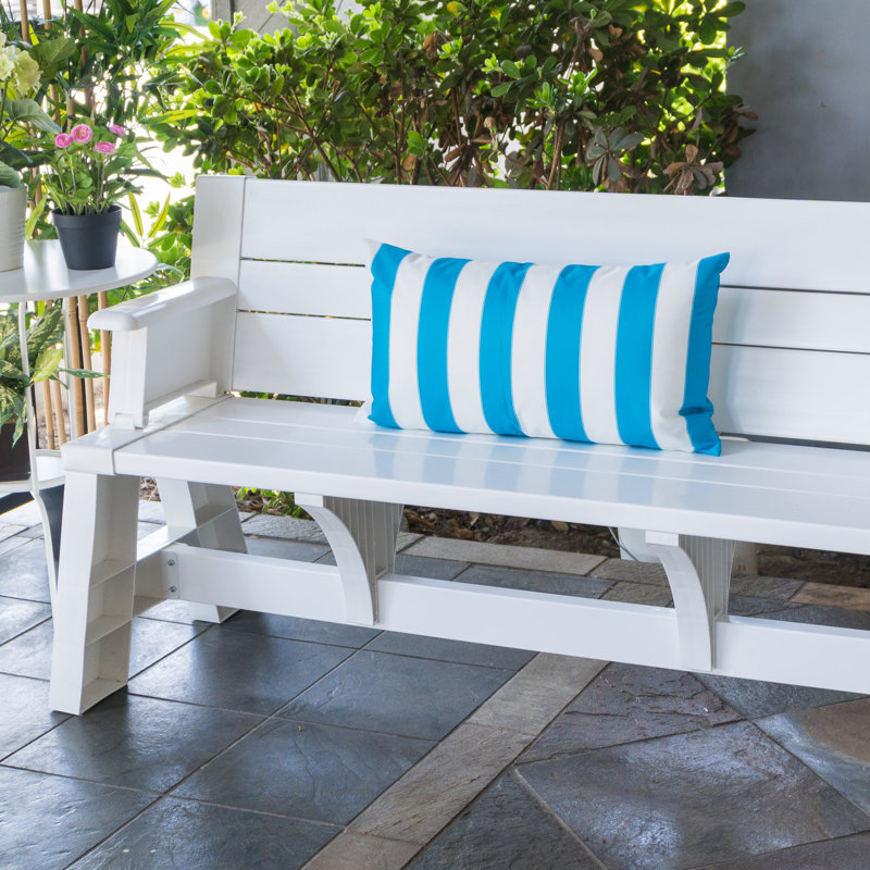 Josephine Striped Outdoor Reversible Throw Pillow, Aqua