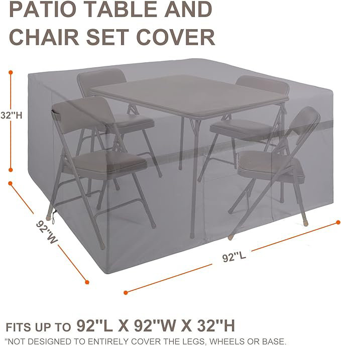 Housse imperméable pour meubles de patio, H 32 po x l 92 po x P 92 po
