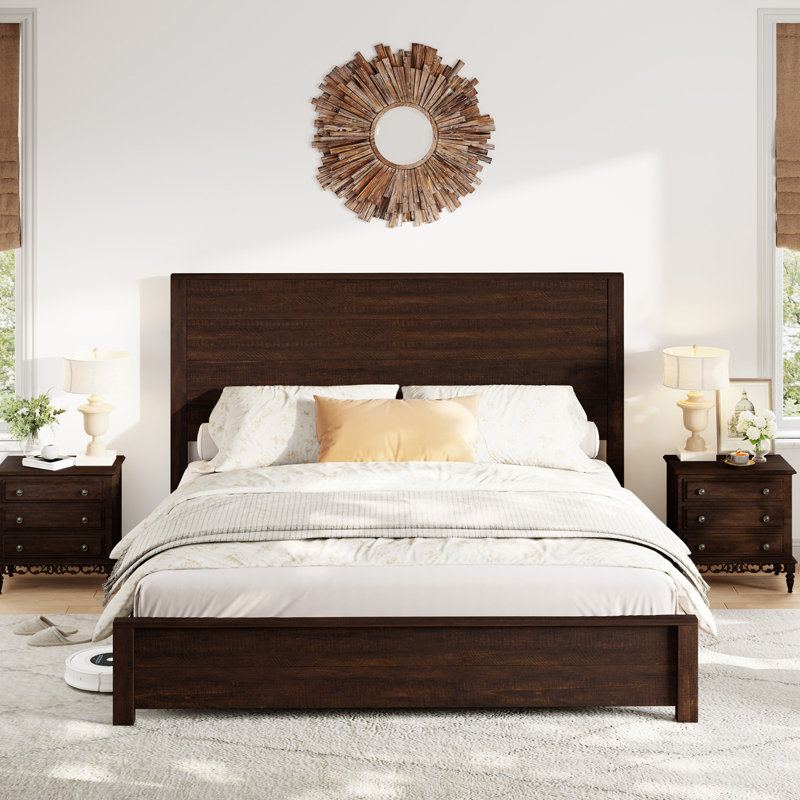 Farmhouse Solid Wood Platform Bed, Full, Espresso