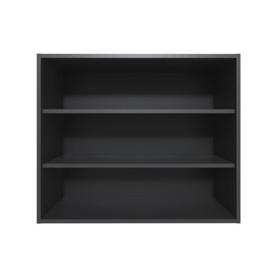 Armoire de cuisine murale noire avec rangement ouvert - H 30 po x l 36 po x P 12 po, panneau de particules, style moderne, à gratter, convient aux épices, bols, pots montés pour 12 po, look, magasins et pots, ajoute