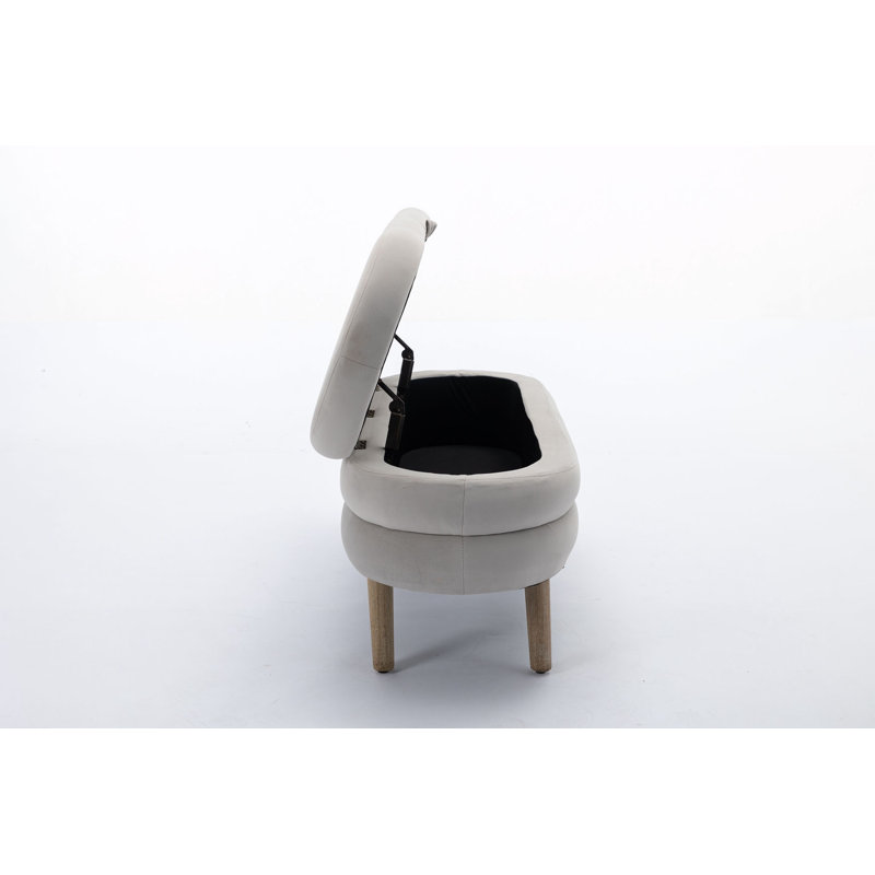 Banc de rangement en velours Noelany, Gris clair