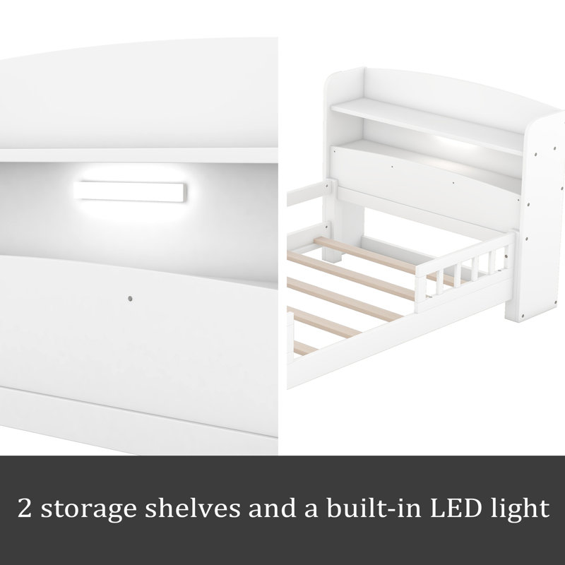 Lit avec rangement Branchesi, Simple, Blanc