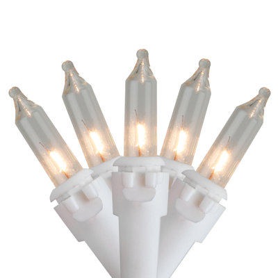 Mini Christmas Light Set - Clear - 3' White Wire - 10Ct