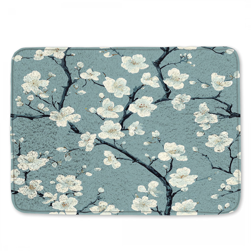 Cherry Blossom Branches Bath Mat, 24in W x 17in L