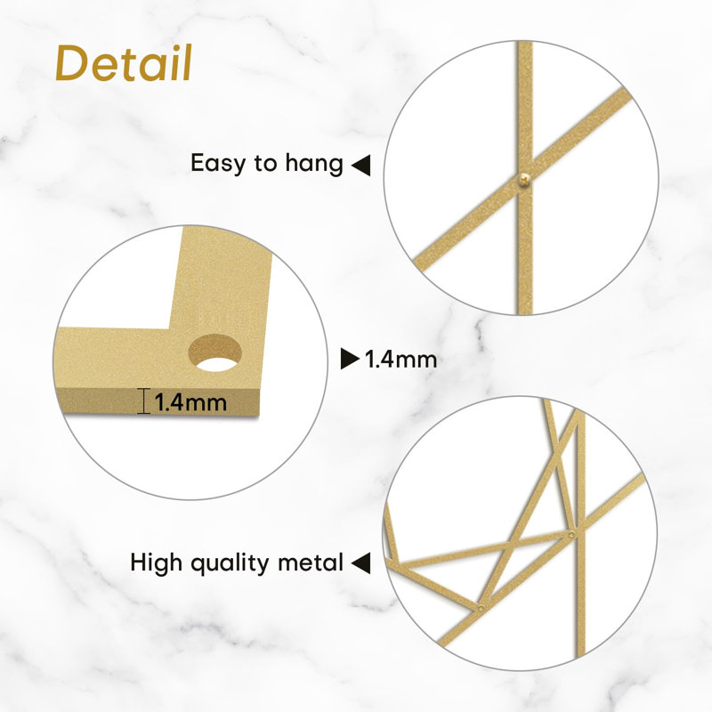 Wall Decor Metal, 18" H x 18" W x 0.05" D, Gold