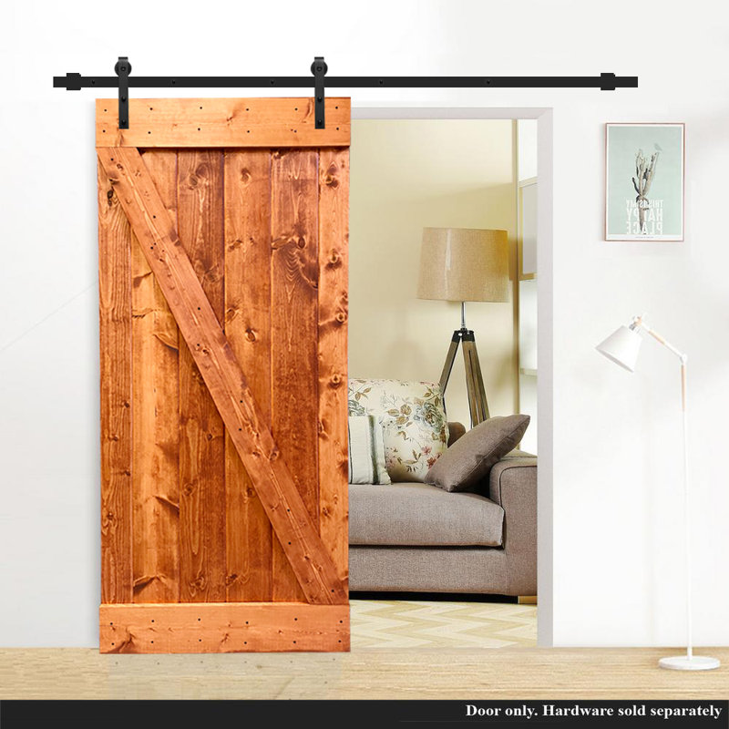 Porte de grange en bois lambrissé, 30 po x 84 po, Noyer rouge