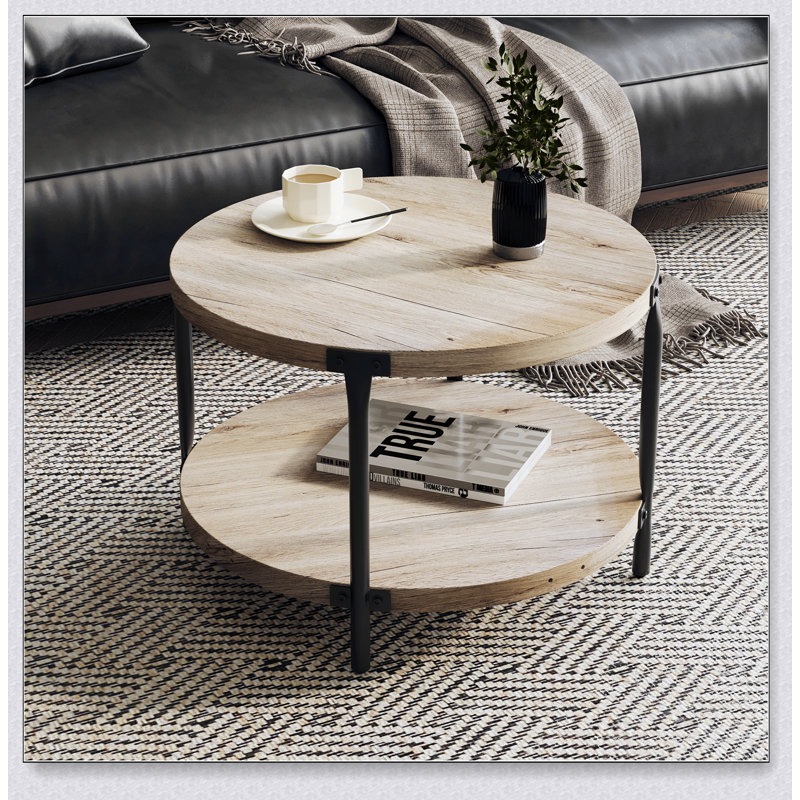 Table basse moderne et minimaliste moderne avec rangement ouvert à double couche, facile à assembler pour les salons et les salles d'étude