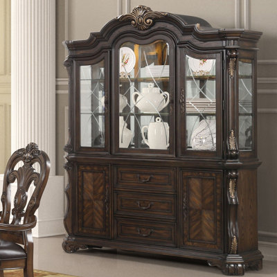 69.4"W Traditional Hutch And Buffet, Dark Brown