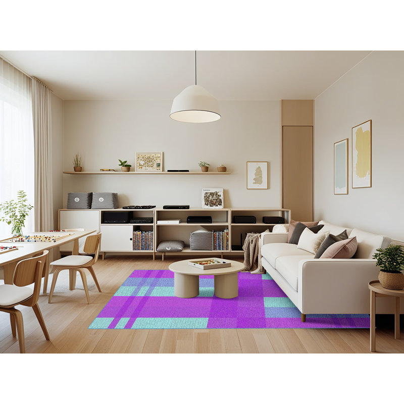 Tapis mauve à motif géométrique Kingsdown, Rectangle 7 pi x 9 pi