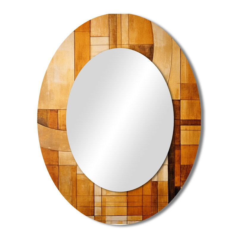 Bronze Brilliance Symetry II - Brown Oval Wall Mirror Decor, 43" x 33"