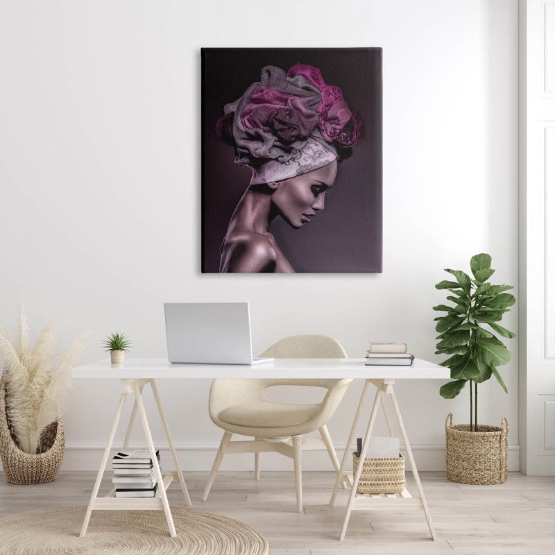 Art féminin sur toile, Portrait de femme, H 48 po x l 36 po x P 1,5 po