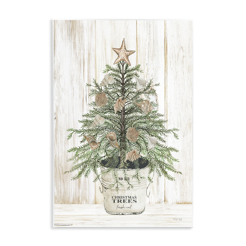 «Rustic Seashell Christmas Tree» par Cindy Jacobs - impression sans cadre sur panneau de fibres à densité moyenne