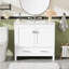 Meuble-lavabo de salle de bain avec lavabo en céramique, portes à fermeture en douceur, tablettes de rangement doubles et tiroir divisé - Armoire de salle de bain moderne avec beaucoup de rangement-112897624