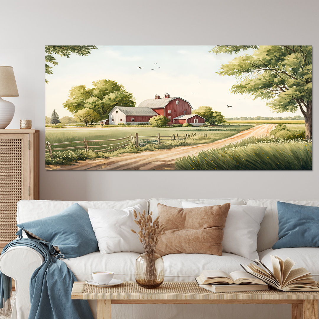 Beautiful Barn In Spring VII - Barn Landscape Canvas Print Red Barrel Studio® Overall 