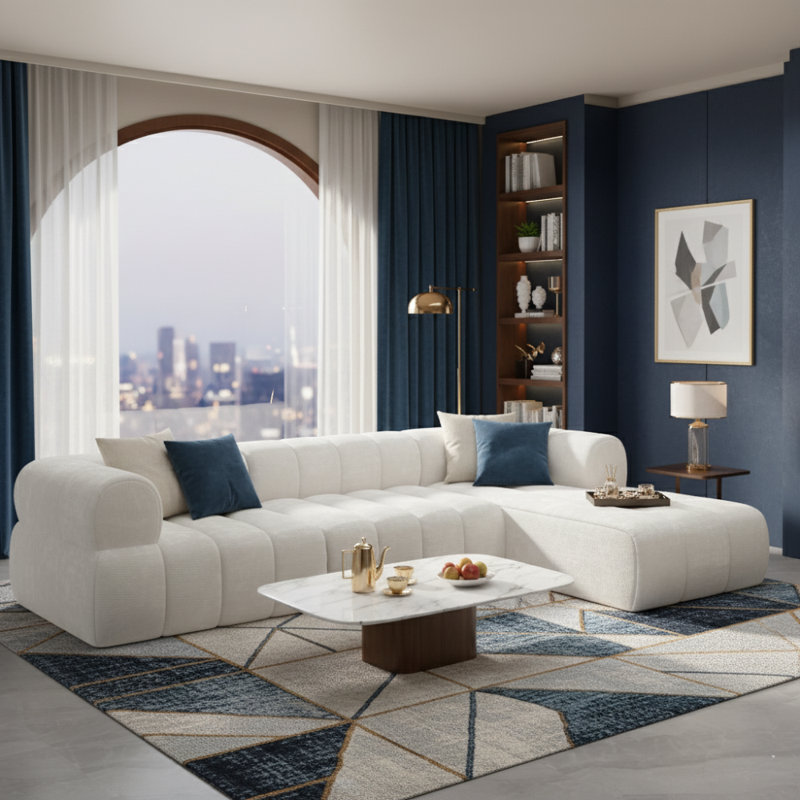 Canapé modulaire compressé Monroe, Chenille blanche