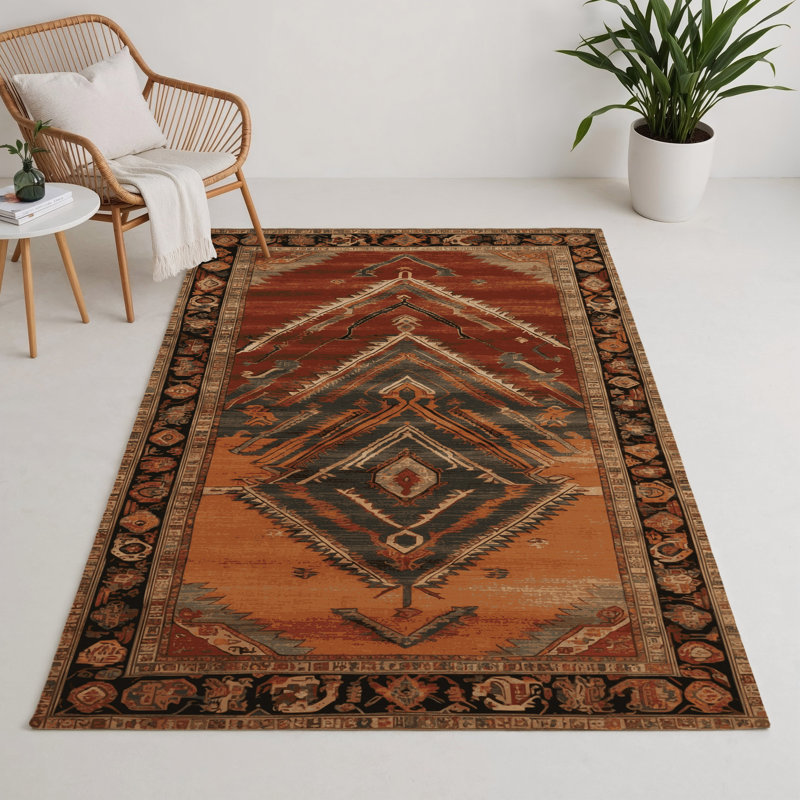 Tapis d'intérieur et d'extérieur brun Persian, Rectangle 5 pi x 7 pi