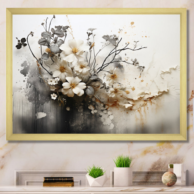 Bohemian Earthly Floral Collage I - Print, 34" H x 44" W, Wrapped Canvas, No Frame