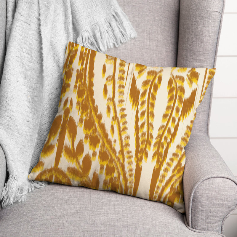 Floral Outdoor Reversible Throw Pillow, Yellow