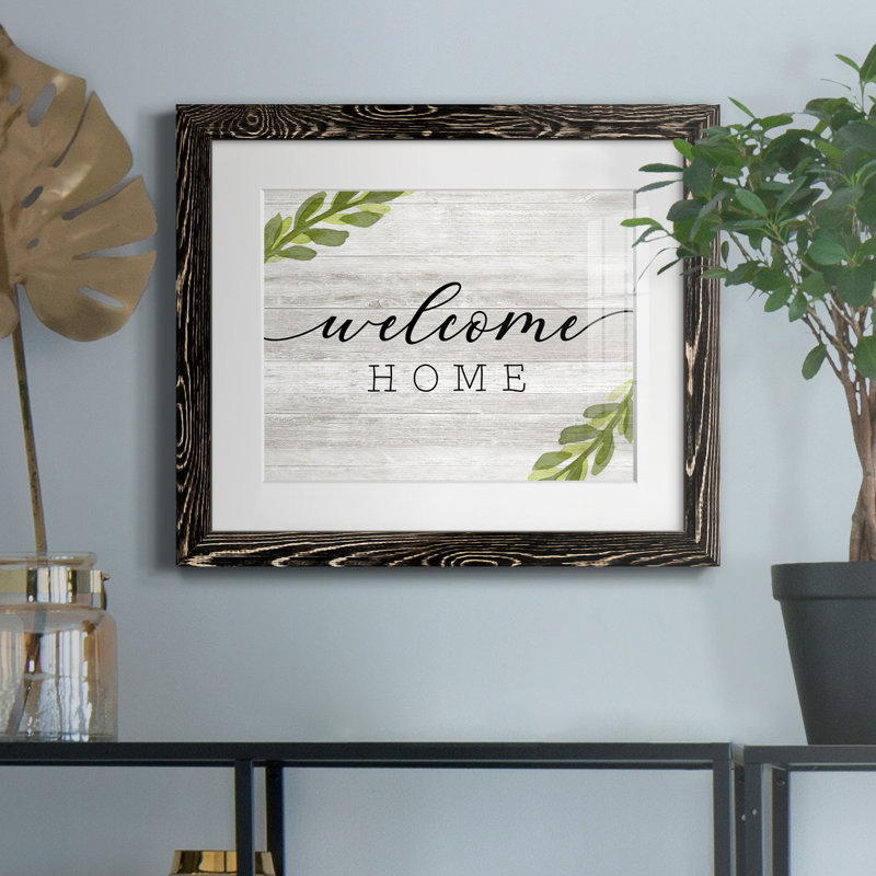 «Welcome Home», impression sur papier encadrée, Papier avec cadre noir, H 20 po x l 17 po x P 1,5 po