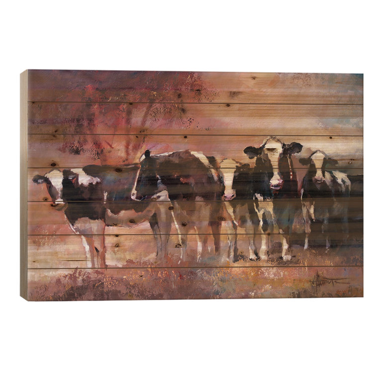 August Grove® Cows On Wood by Willem Haenraets Print | Wayfair