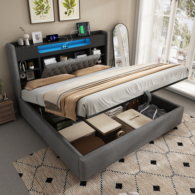 Bed, Super King, Gray