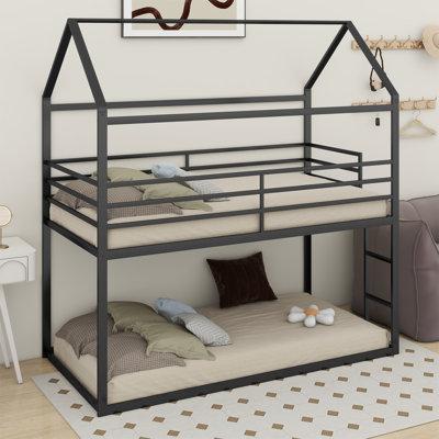 Bunk Beds For Kids Twin Over Twin,House Bunk Bed Metal Bed Frame Built-In Ladder -  Harper Orchard, 13B5B21C58F74C4194CAF21C163F4D7B