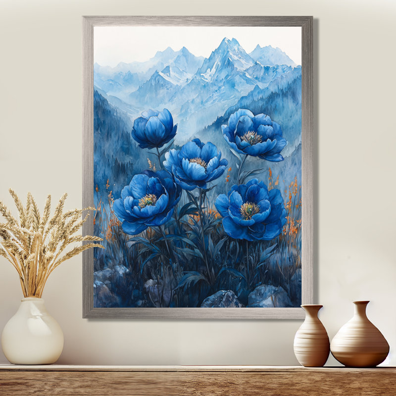 Bardon - Floral Canvas Art Print, Argent argent, H 32 po x l 24 po, Reproduction encadrée d'une seule photo