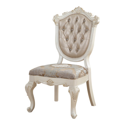 Caviness Tufted Side Chair in Rose Gold and Pearl White (Set of 2)