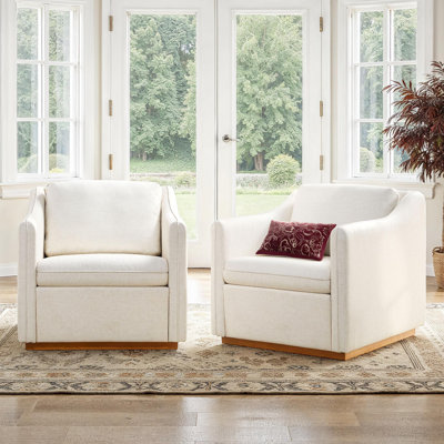 2-Pack Modern Farmhouse Upholstered Swivel Armchairs