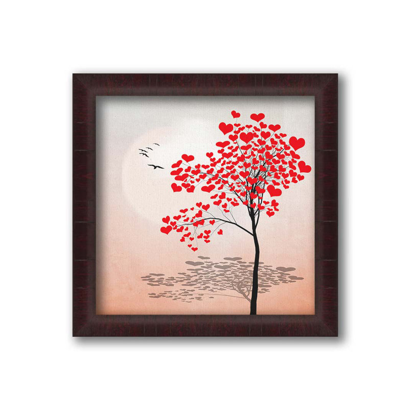 «Love Tree Shadow II» par Hal Halli. Impression sur papier - Montée et encadrée avec de l'acrylique transparent