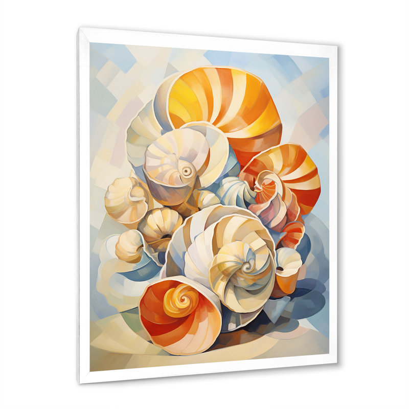 Coquillages colorés de Daleny - impression, H 40 po x l 30 po x P 1,5 po, Cadre photo blanc
