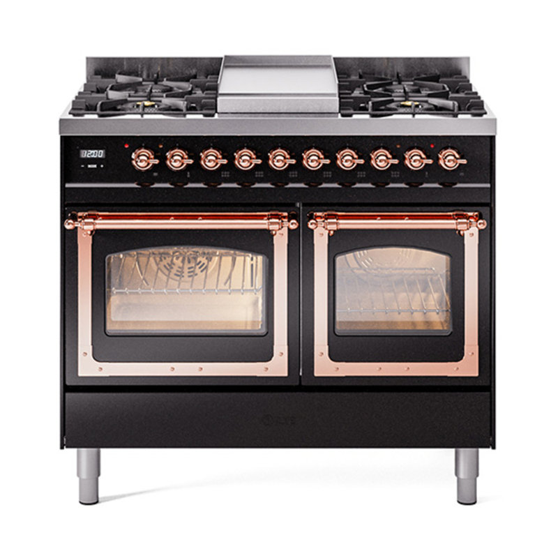 ILVE Nostalgie II Series Noblesse 40 inch Dual Fuel Range with 6 Sealed Burners, Griddle (Glass Door), Natural Gas
