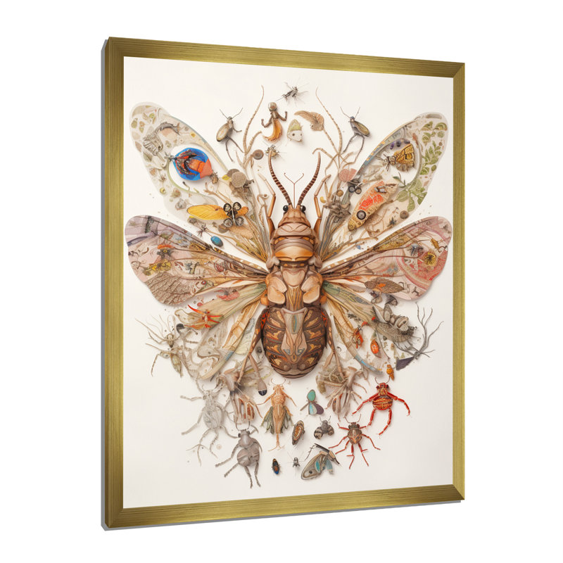 Illustration rétro de papillon de nuit brun, Cadre doré à une seule photo, H 32 po x l 24 po x P 1 po