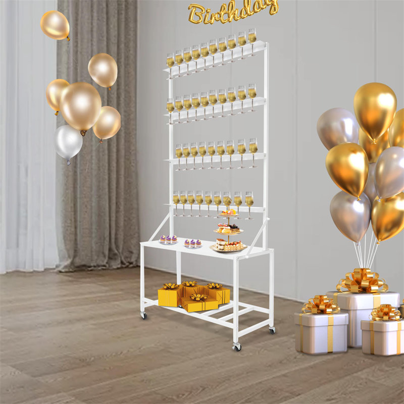 4-Tier Champagne Display Stand With Storage Rack