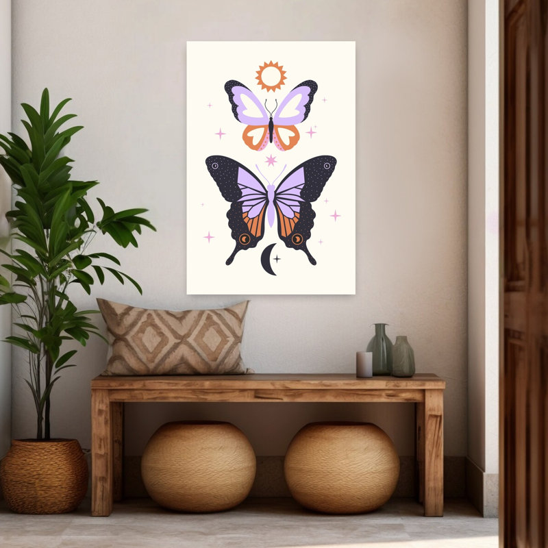 Art contemporain contemporain avec papillon, H 48 po x l 32 po