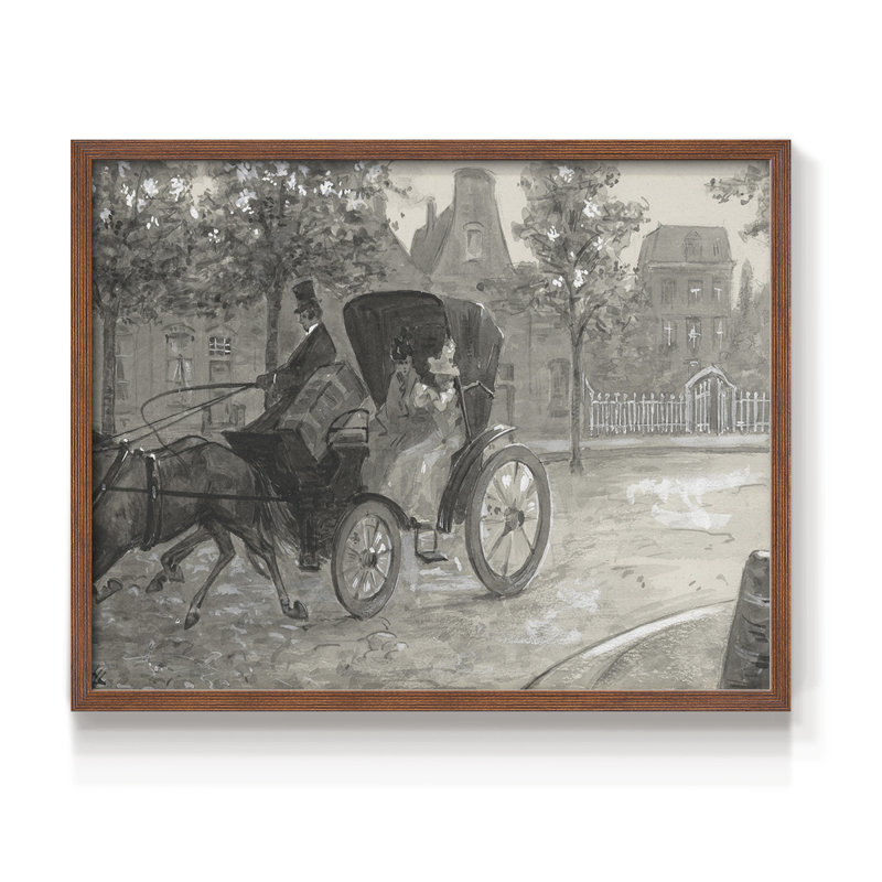 Faune rétro-XXI - reproduction encadrée - réaménageable, H 8 po x l 10 po, Noyer
