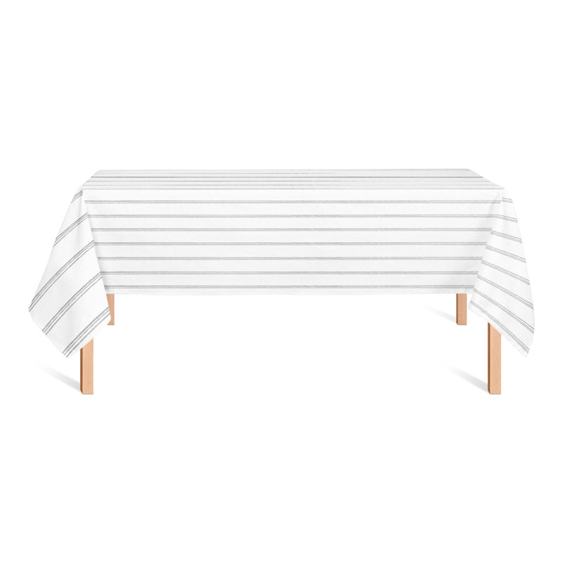 Striped Polyester Tablecloth, Gray, 58" L x 58" W