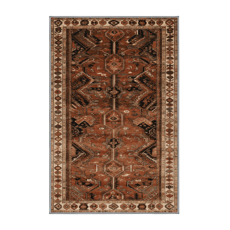 Tapis brun turc lavable à la machine, Rectangulaire 3 pi x 5 pi