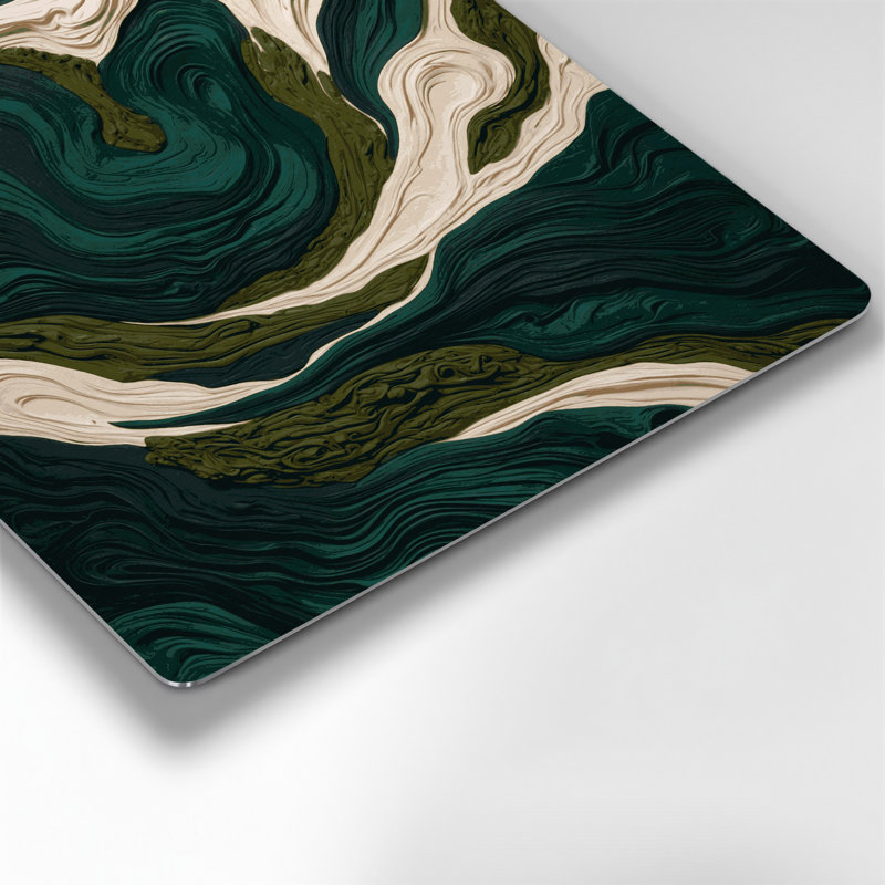 Paysage abstrait 48, art mural en métal vert, H 12 po x l 12 po