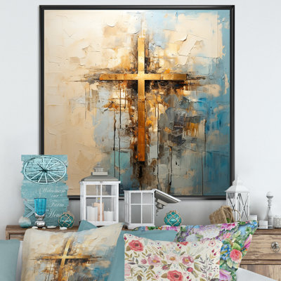 Reproduction d'art mural doré, croix de minimalisme religieuse II