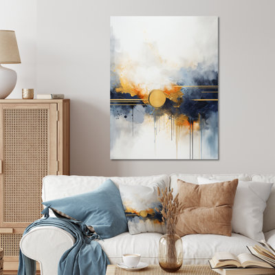 «Blue and Yellow Fluid Harmony», peinture III - art mural abstrait en métal