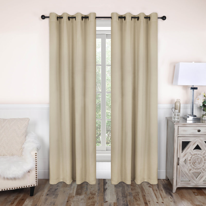 Bertrand Solid Modern Room Darkening Curtain Panel, Ivory, 52" W x 108" L