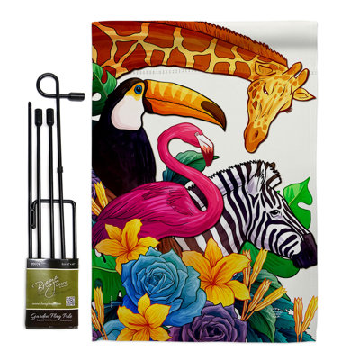 Double Sided 18.5 in. H x 13 in. W Polyester Animal Flag set