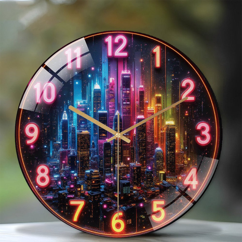 Horloge murale Neon City
