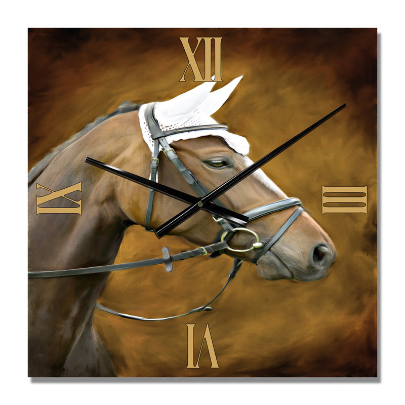 Horloge murale Portrait de cheval avec oreilles blanches, Petit