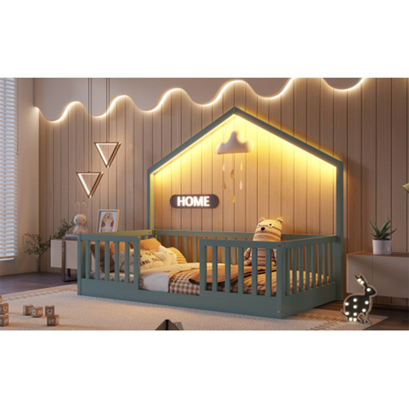 Lit sur pied Montessori, Lit simple, Gris